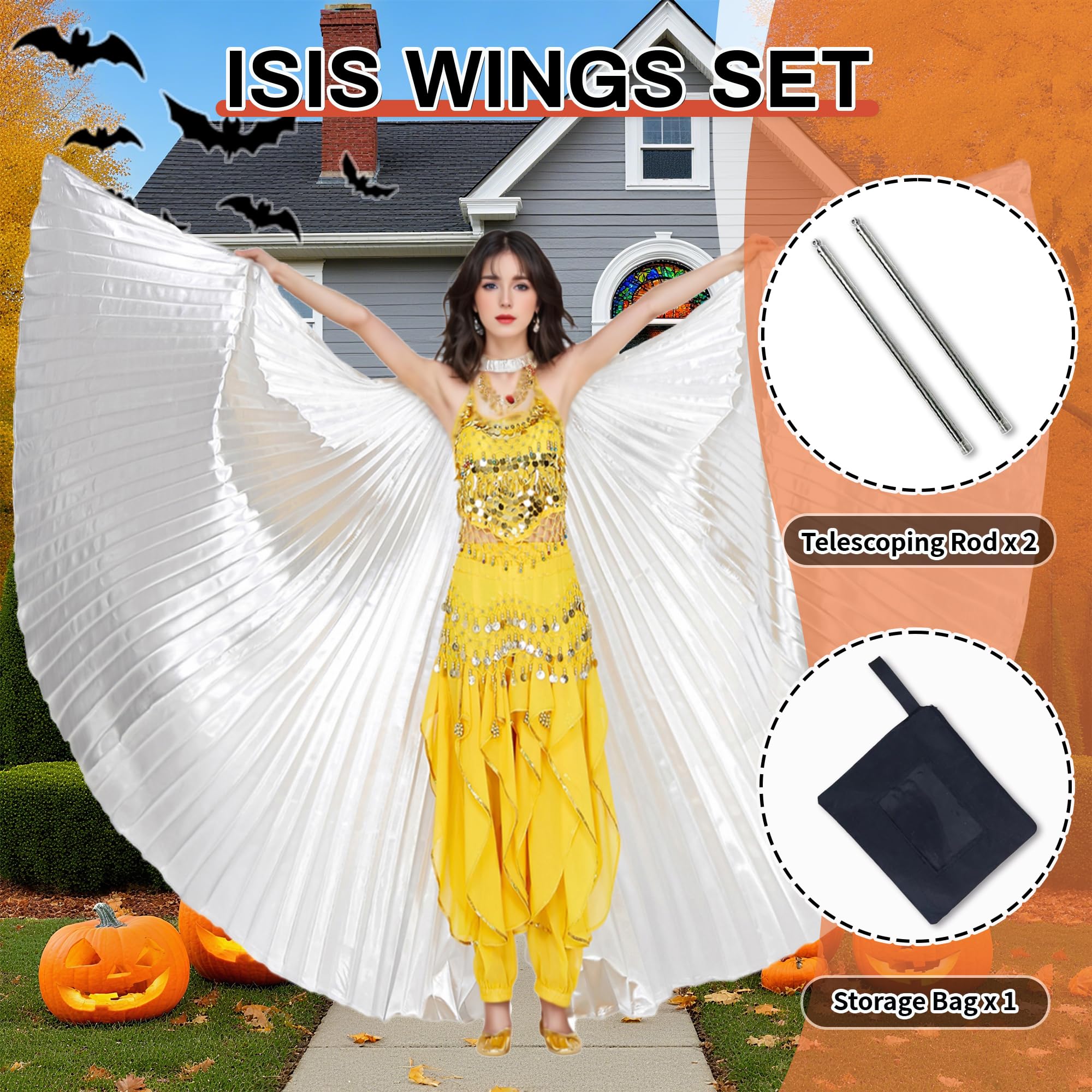 Baisdan Ali di Iside Apribili con Bastoni, Ali Danza del Ventre per Donne, Costume Halloween e Carnevale Argento