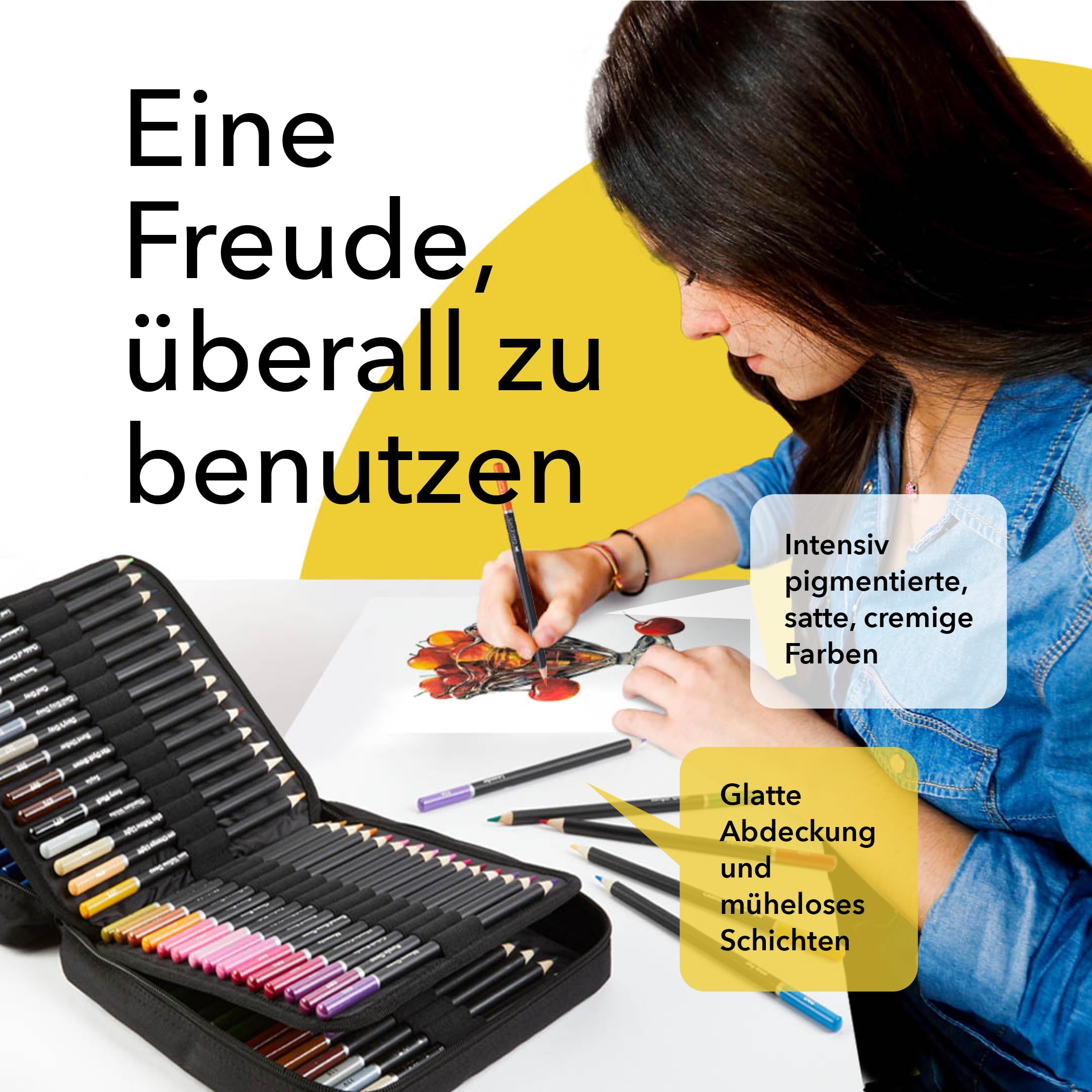 Castle Art Supplies 120 Buntstifte Set | Hochwertige Farbminen mit weichem Kern für erfahrene Künstler, Profi- und Farbkünstler | In übersichtlichem, robustem Reißverschlussetui - 5