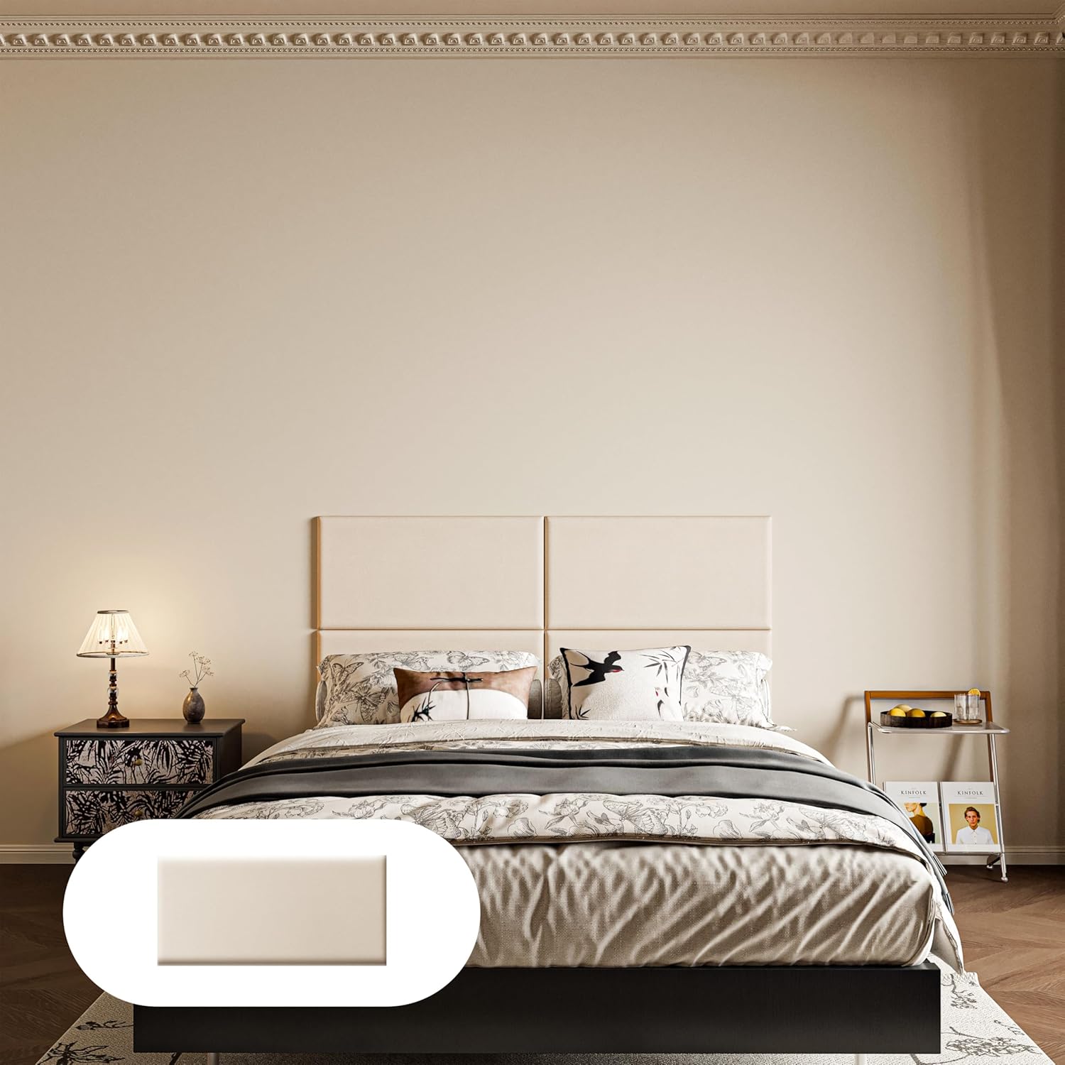 Peel and Stick Headboard Panels – Pack of 1 Upholstered Wall Cushions, Self-Adhesive Stick-On Headboard for Bedroom & Living Room, 23.6" x 11.8" Padded Wall Panels for Bed, Sofa & Home Decor