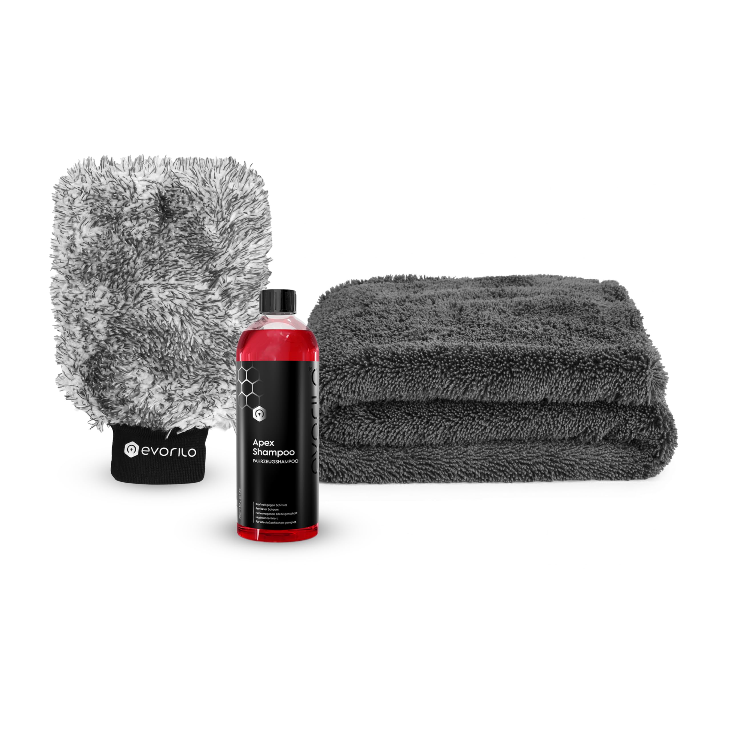 Hauptwäsche Set | Apex Shampoo 750ml + Silk Touch Waschhandschuh 1100GSM + Hydro Magnet Trockentuch 1600GSM | 3-teilig
