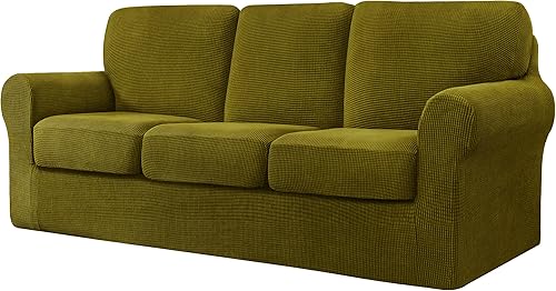 Miniatura 16 de CHUN YI Fundas de sofá de 7 piezas, fundas de sofá lavables, funda elástica para sofá de 3 cojines con respaldo y fundas de cojín separadas, Azul