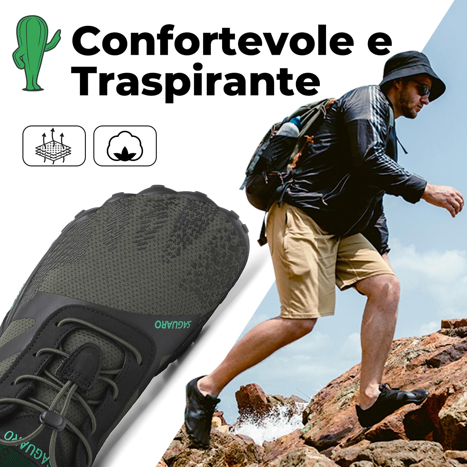 SAGUARO Scarpe Barefoot Shoes Minimaliste Scarpe da Trail Running Uomo Donna Gr.36-48