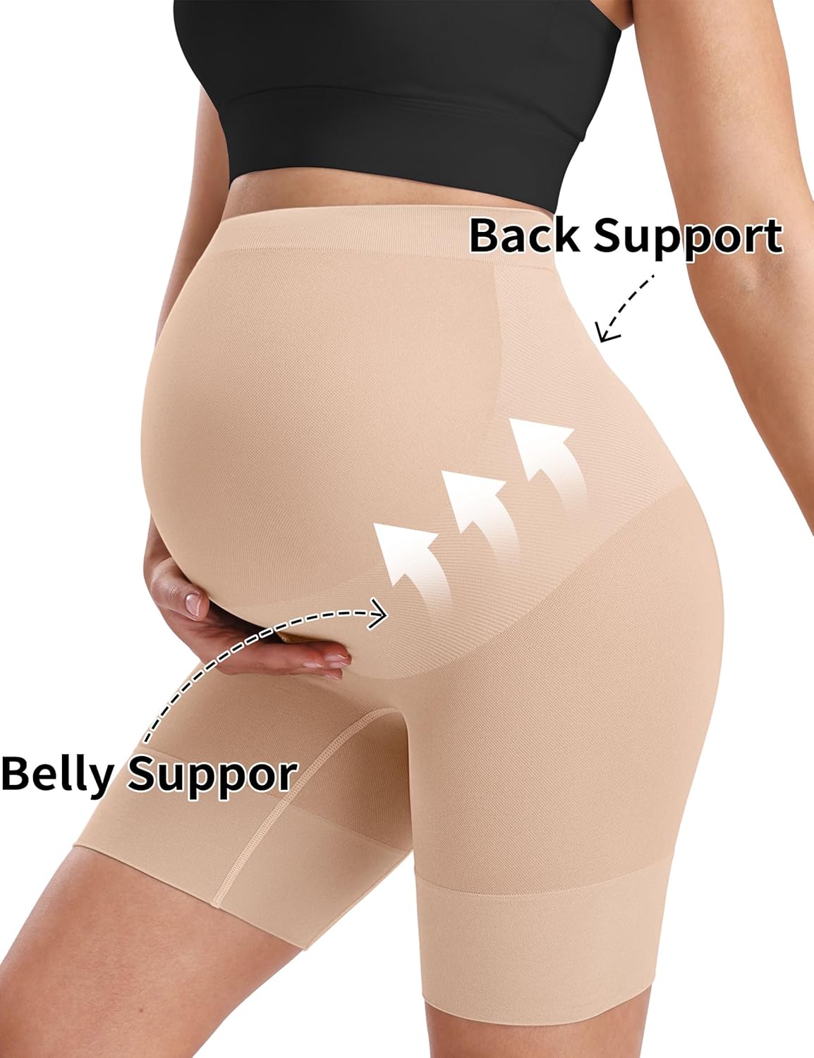 Peauty “Baby Bump” Premium Maternity Shapewear, High Waisted Mid-Thigh Pregnancy Underwear Prevent Chaffing Belly Support - Image 3