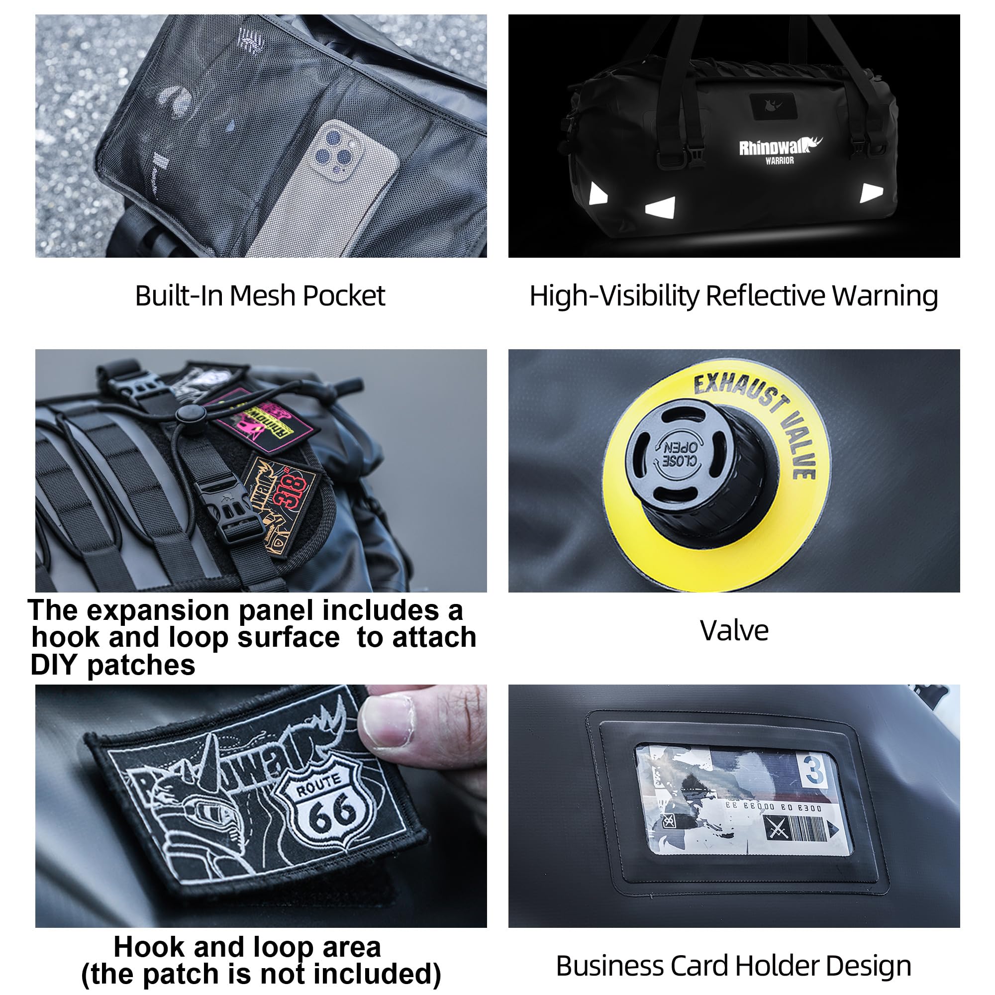 Rhinowalk Borsa da sella per moto 65L impermeabile con espansione MOLLE