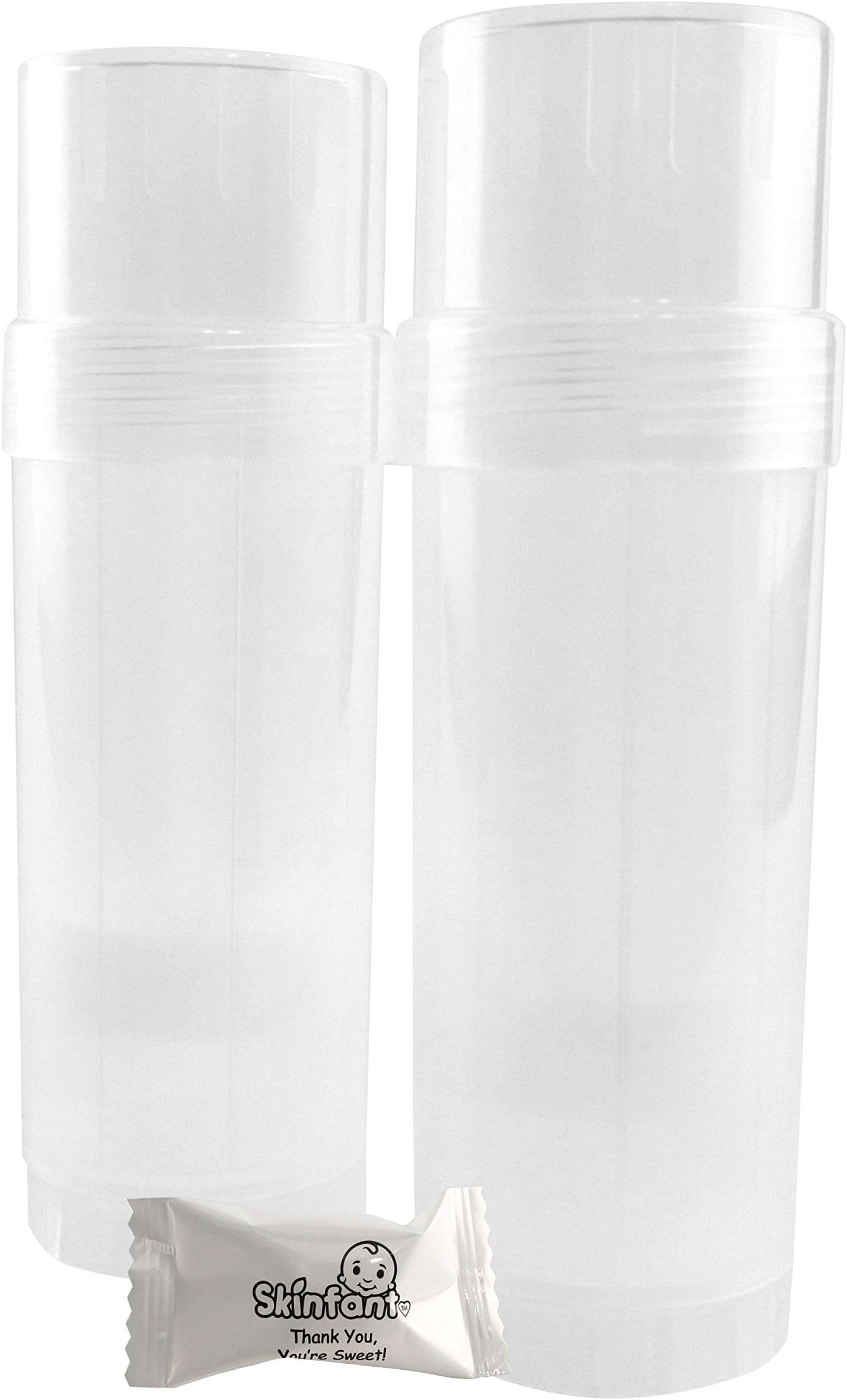 2 Oz Twist Up Tube Empty Containers - 2 Count - Natural, Clear - BPA Free, Made in USA - Durable - With Skinfant Mint