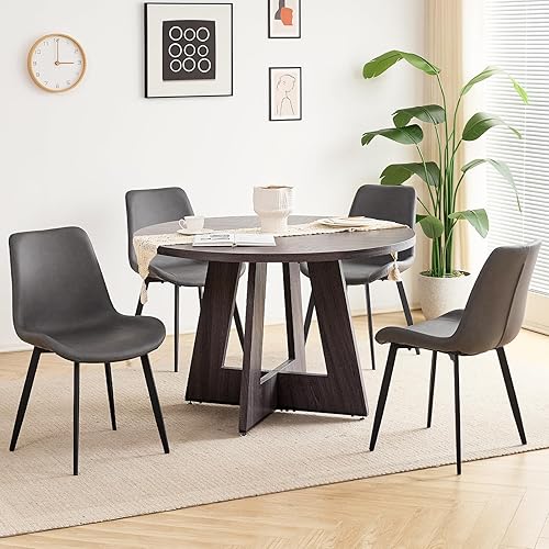 Miniatura 41 de Juego de mesa de comedor redonda para 4 personas con sillas, mesa de cocina y sillas, juego de mesa de comedor, silla moderna de mediados de siglo