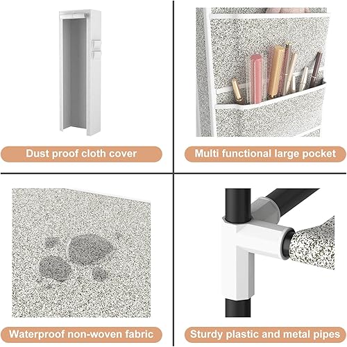 Miniatura 4 de VTRIN - Zapatero alto, organizador estrecho y vertical para armario o recibidor, 10 niveles, cubierta no tejida, contiene 20-22 pares de zapatos,