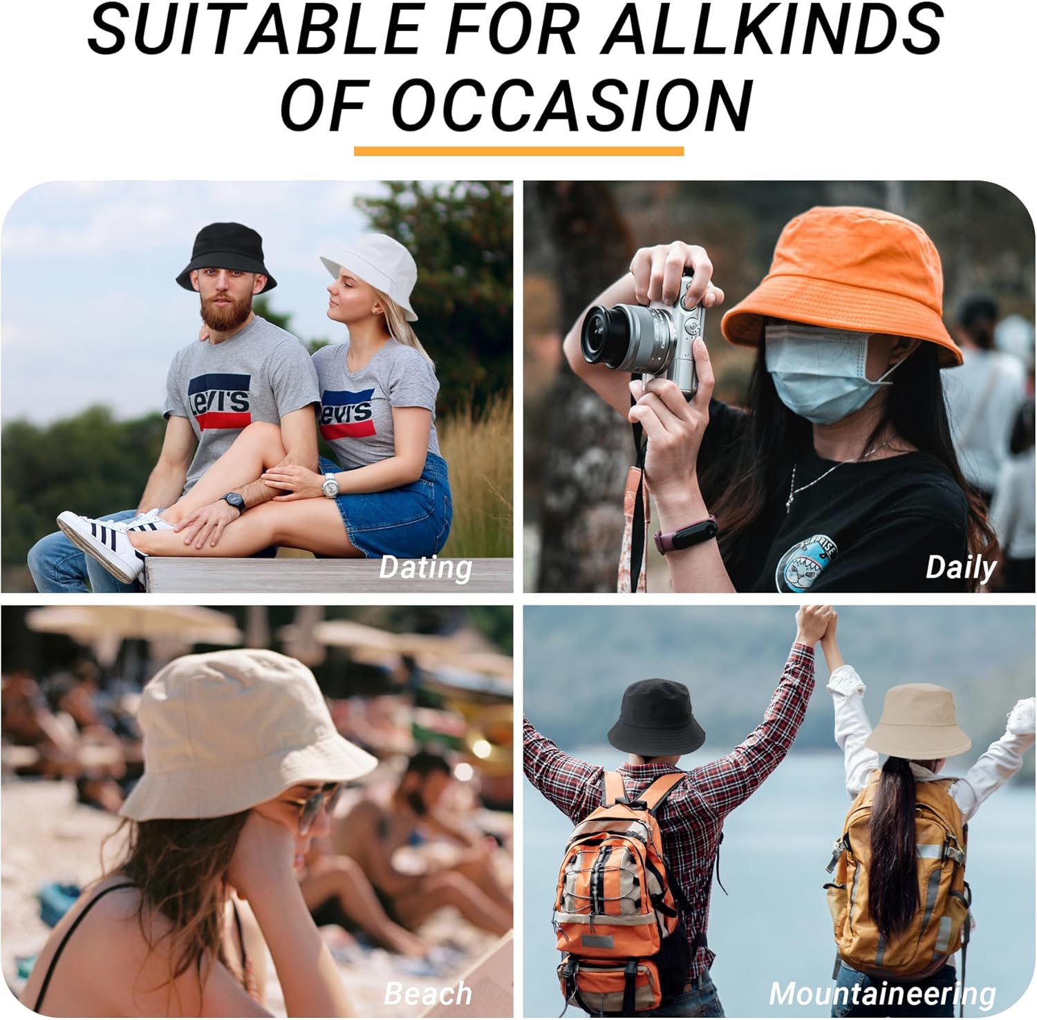 Bucket Hat for Men Women Cotton Sun Hats Unisex Packable Bucket Hats Summer Travel Beach Cap - Image 7