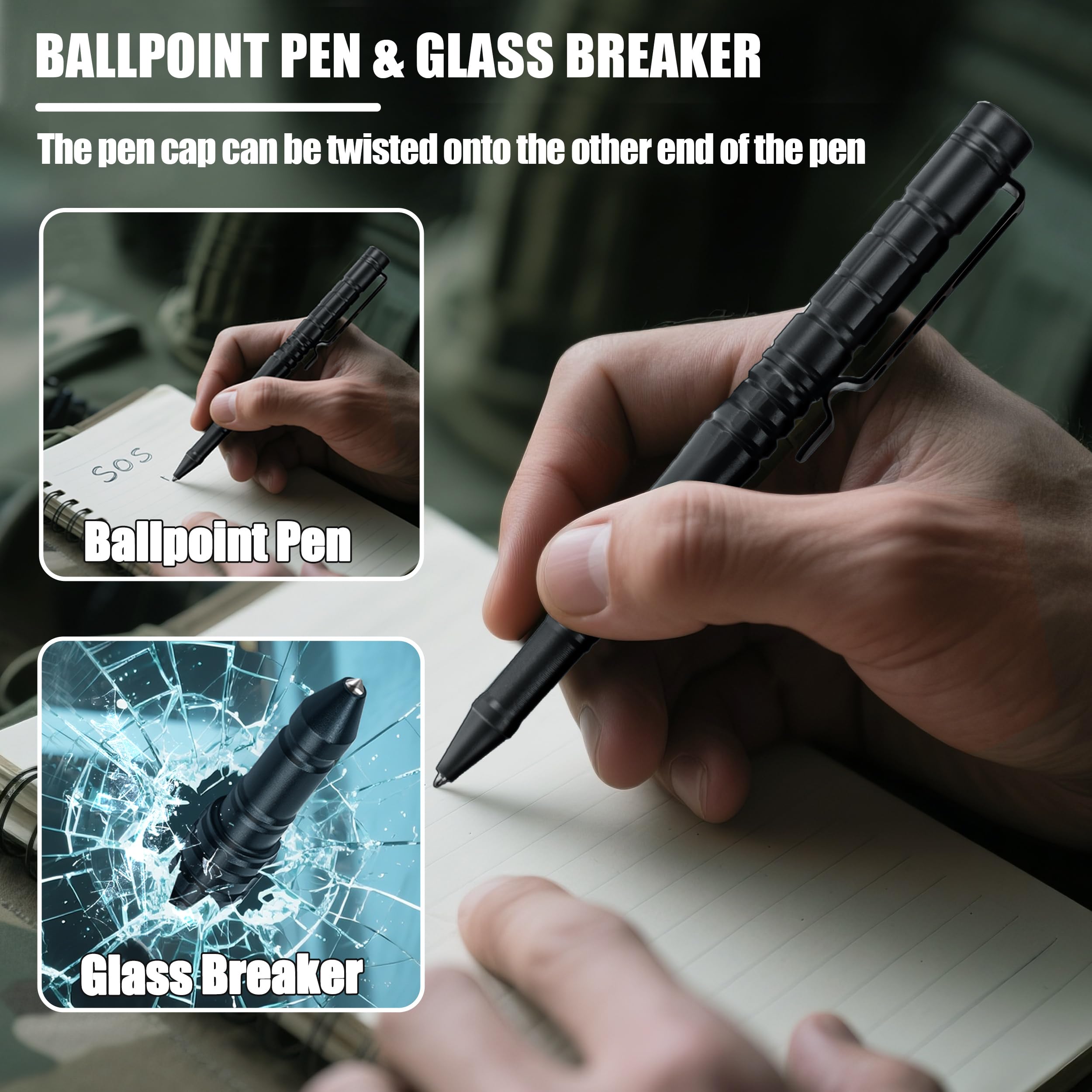 RoverTac Set di utensili da regalo per uomo, coltello multiuso 15 in 1, penna a sfera con rompivetro, fischietto di emergenza, perfetto per il campeggio, la sopravvivenza e il kit di attrezzi per auto