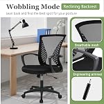 Home Office Chair Mid Back PC Swivel Lumbar Support Adjustable Desk Task Computer Ergonomic Comfortable Mesh Chair with Armrest (Dark Black)