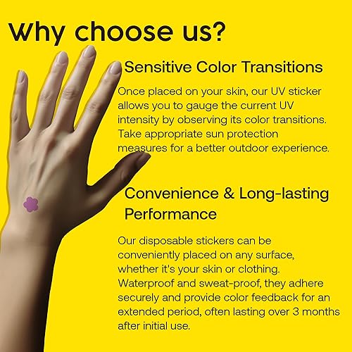 Miniatura 3 de Calcomanías de detección UV para protector solar, calcomanías UV, saber cuándo volver a aplicar protector solar, parches de protección solar