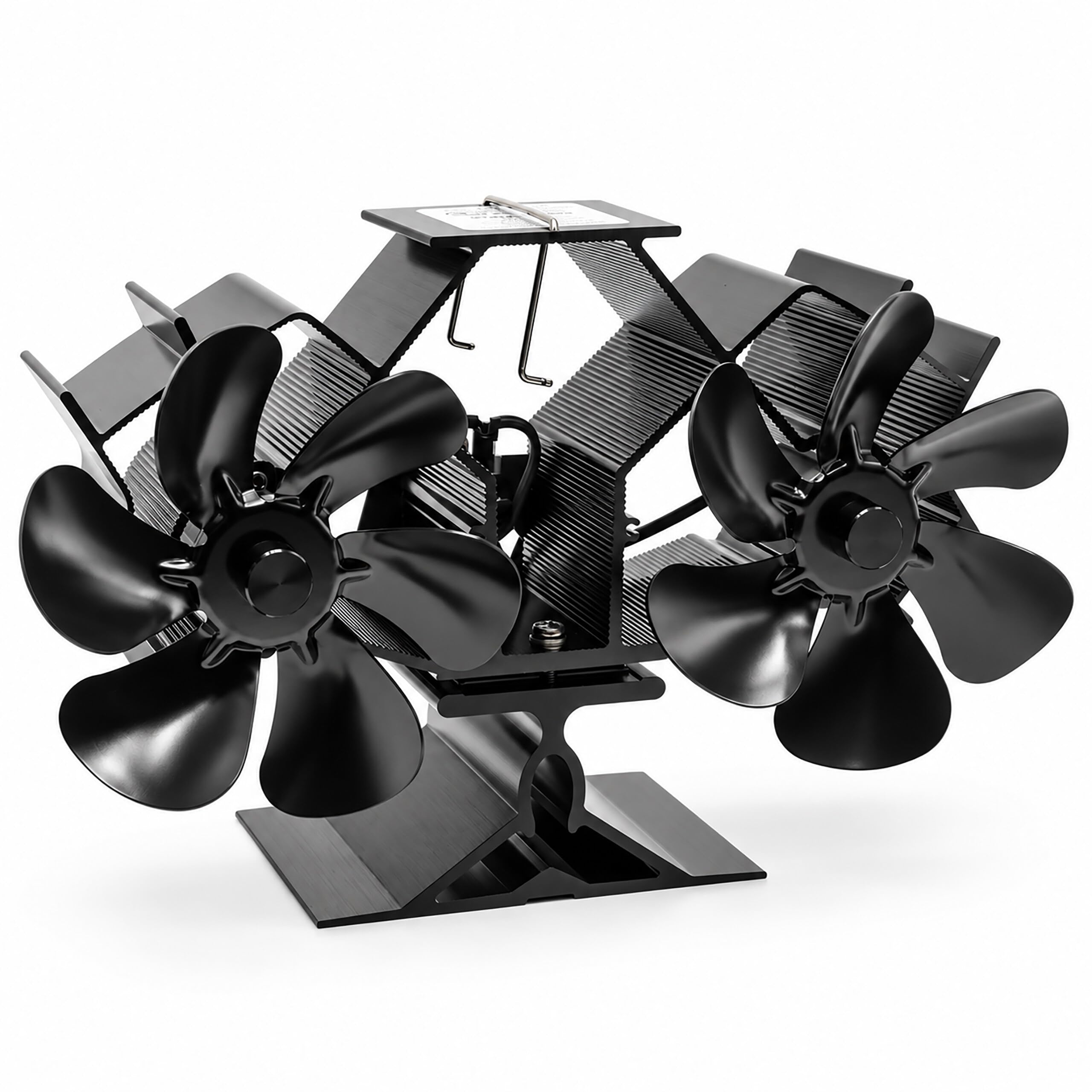 Relaxdays ventilateur de poêle double, 14,5 x 23,5 x 10,5 cm, noir
