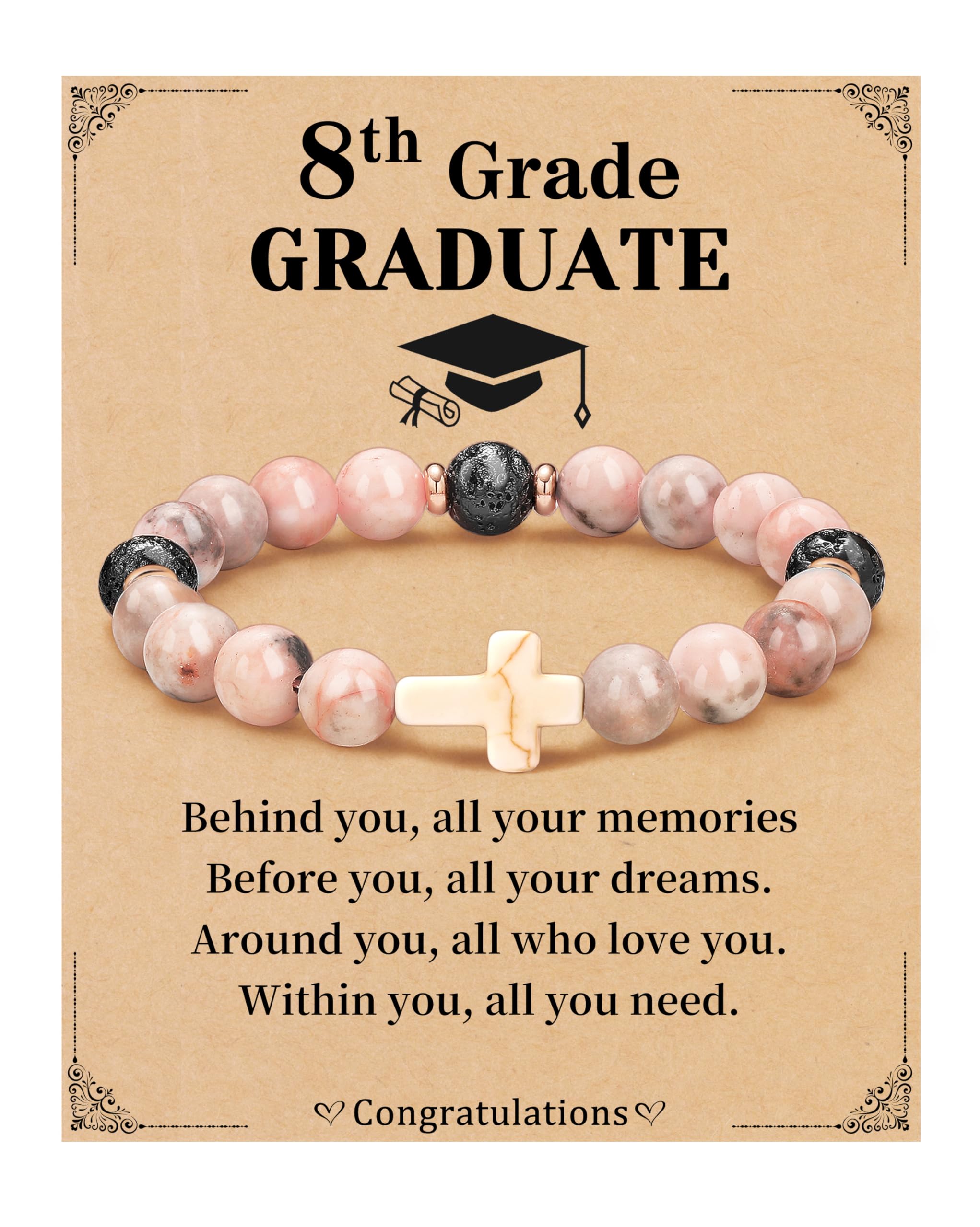 JSJOY Nature Stone Bracelet Birthday Gifts for Women Girls, Birthday Cross Bracelet Gifts for Age 6 to 80 Year Daughter Granddaughter Niece Mom Sister Christian Easter Gifts