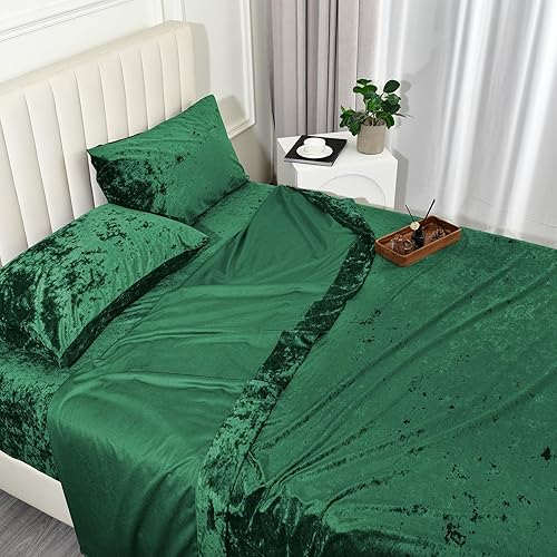 Miniatura 2 de PHF Truly Velvet - Juego de sábanas de terciopelo tamaño Queen, juego de sábanas ultrasuaves de 4 piezas, lujosas y acogedoras, cálidas para otoño e