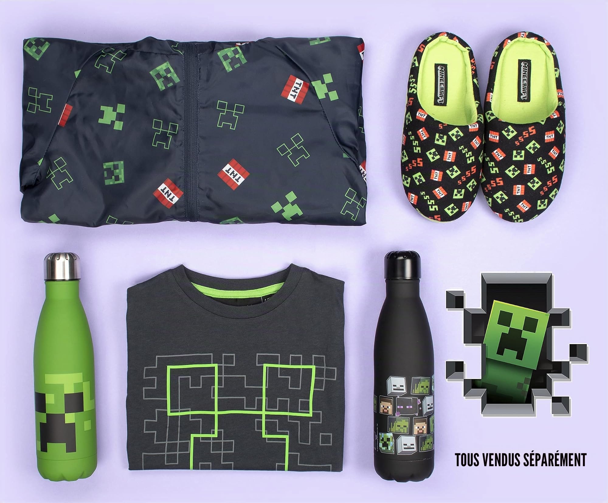 Minecraft Veste imperméable pour garçons de 5 à 12 ans avec doublure et capuche légère et lavable en machine