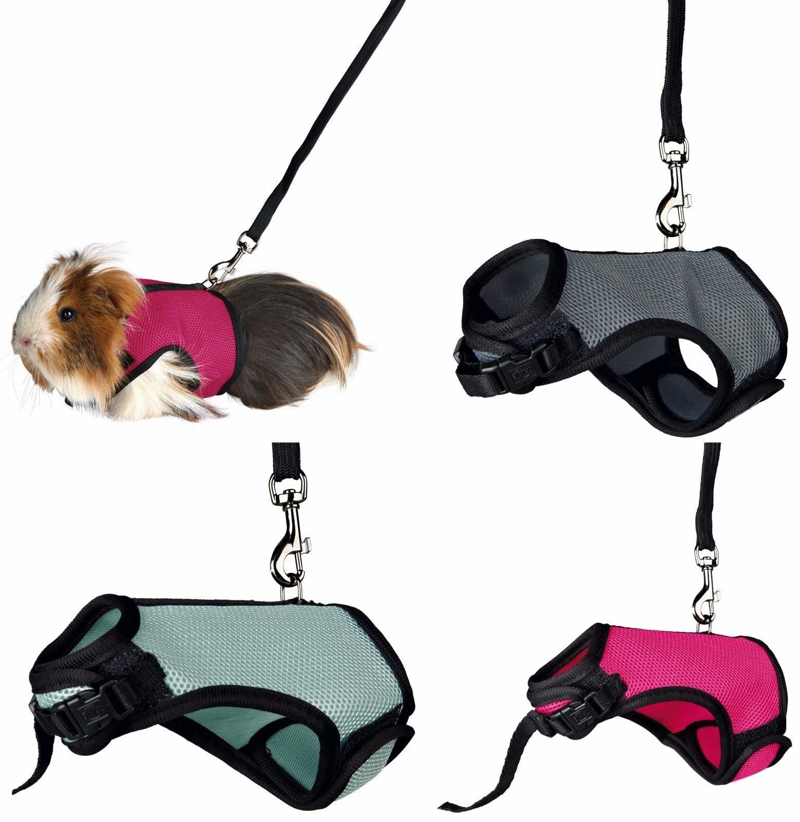 TRIXIE Harnais souple avec laisse de 1,20 m - pour petits animaux - tour de ventre réglable en continu entre 18 - 25 cm - fermeture velcro et encliquetable - différentes couleurs - choix aléatoire - 61512