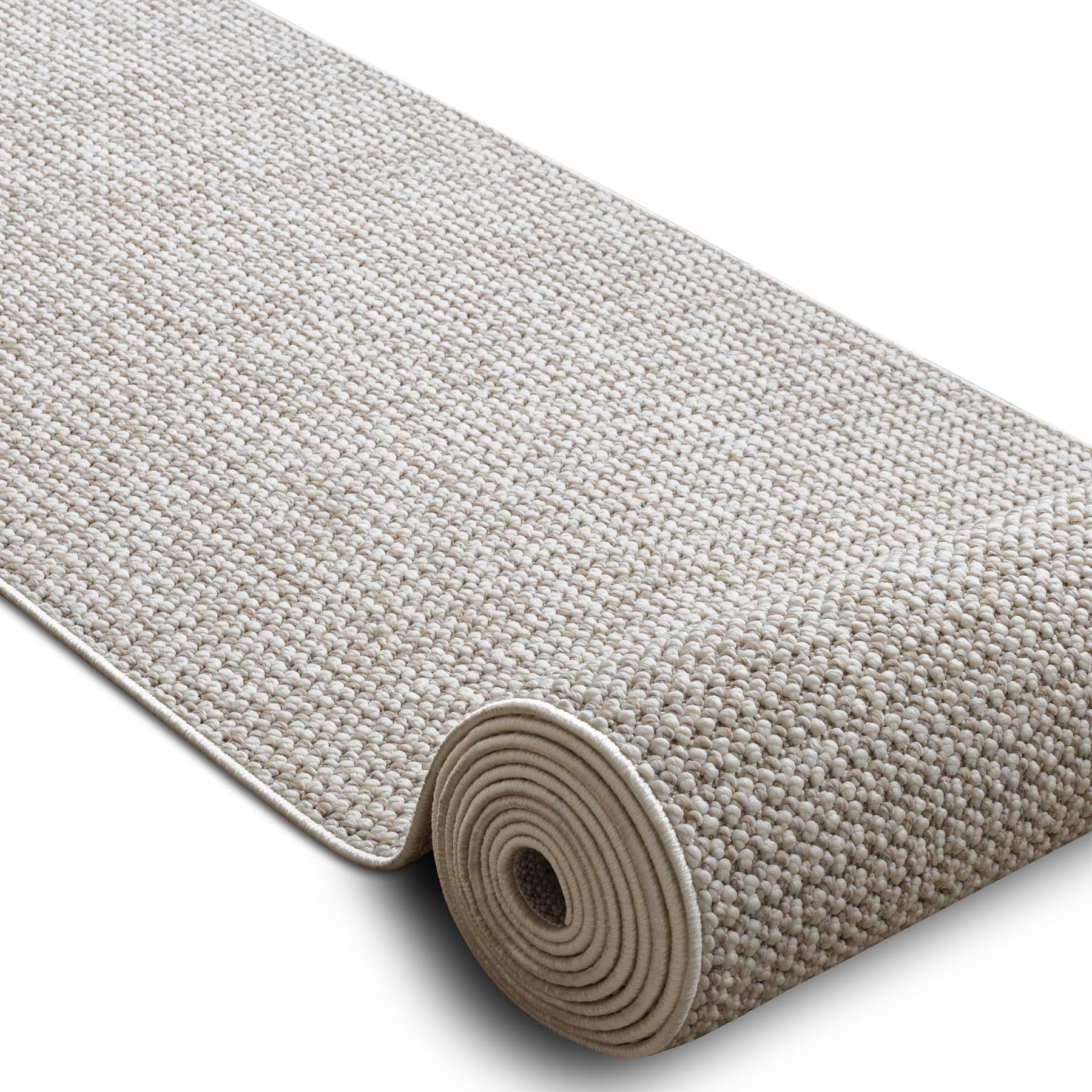 rugsx Teppichläufer Casablanca Loop, weicher Schlingenteppich, strapazierfähig & pflegeleicht, für Wohnzimmer, Schlafzimmer, weiß/beige 100x300 cm