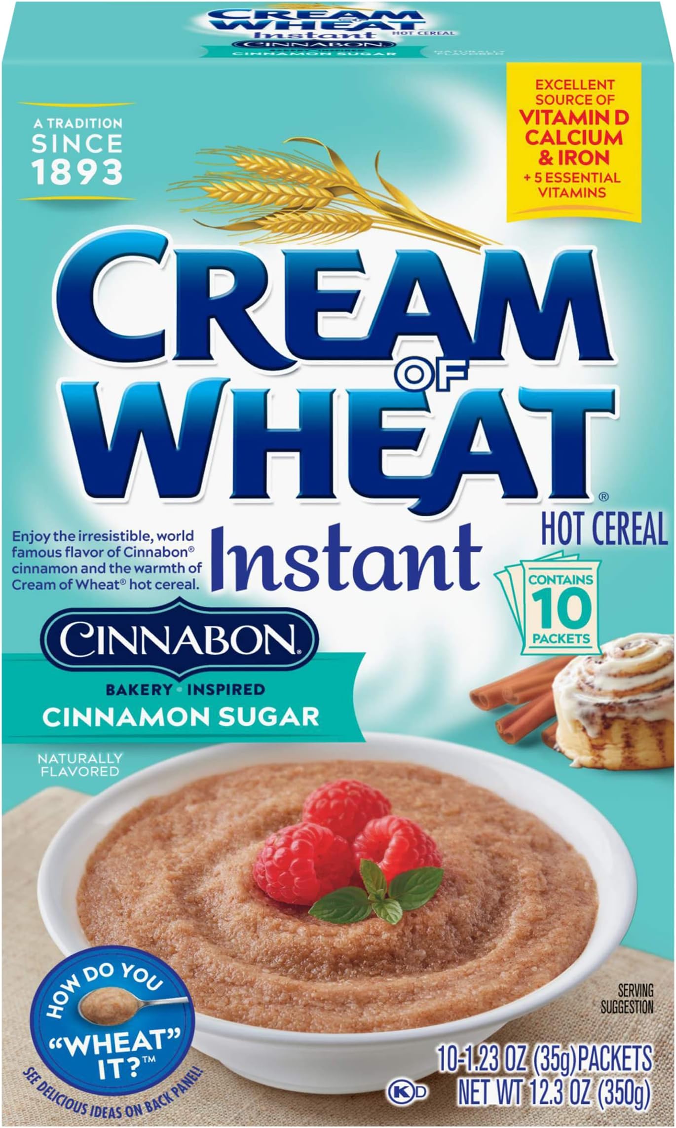Instant Hot Cereal, Cinnabon, 1.23 Ounce, 10 Packets