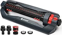 Eden 96212 Turbo Oscillating Sprinkler: 4400 sq ft Coverage, 18 Precision Nozzles, Adjustable Range/Flow/Width, Turbo Motor, Quick Connect Bundle