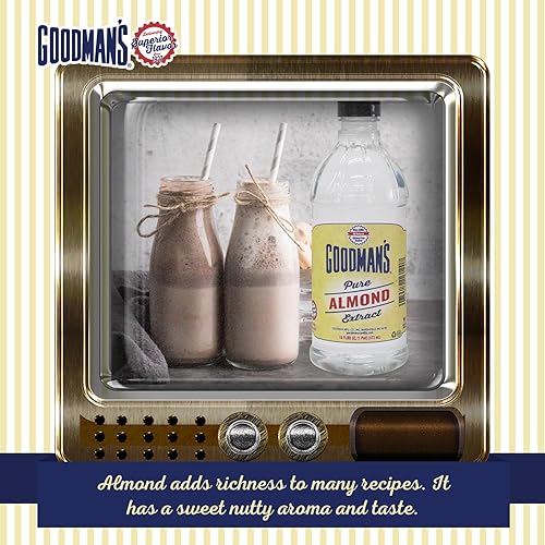 Miniatura 4 de Goodman's Extracto de almendra pura, sin gluten, sin OMG, kosher, bajo en carbohidratos y bajo en calorías, ideal para hornear, cocinar y bebidas,