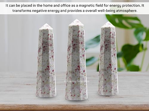 Miniatura 7 de Torres de cristal de cinabarita  Obelisco de punto de cristal curativo natural para curación de Reiki y rejilla de cristal (3 a 4 pulgadas)