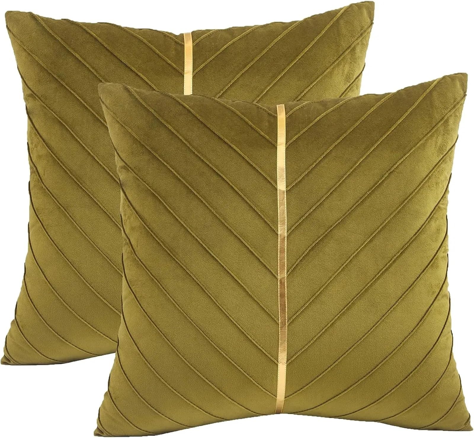 Housse de coussin en velours olive 60x60 cm pour salon et lit