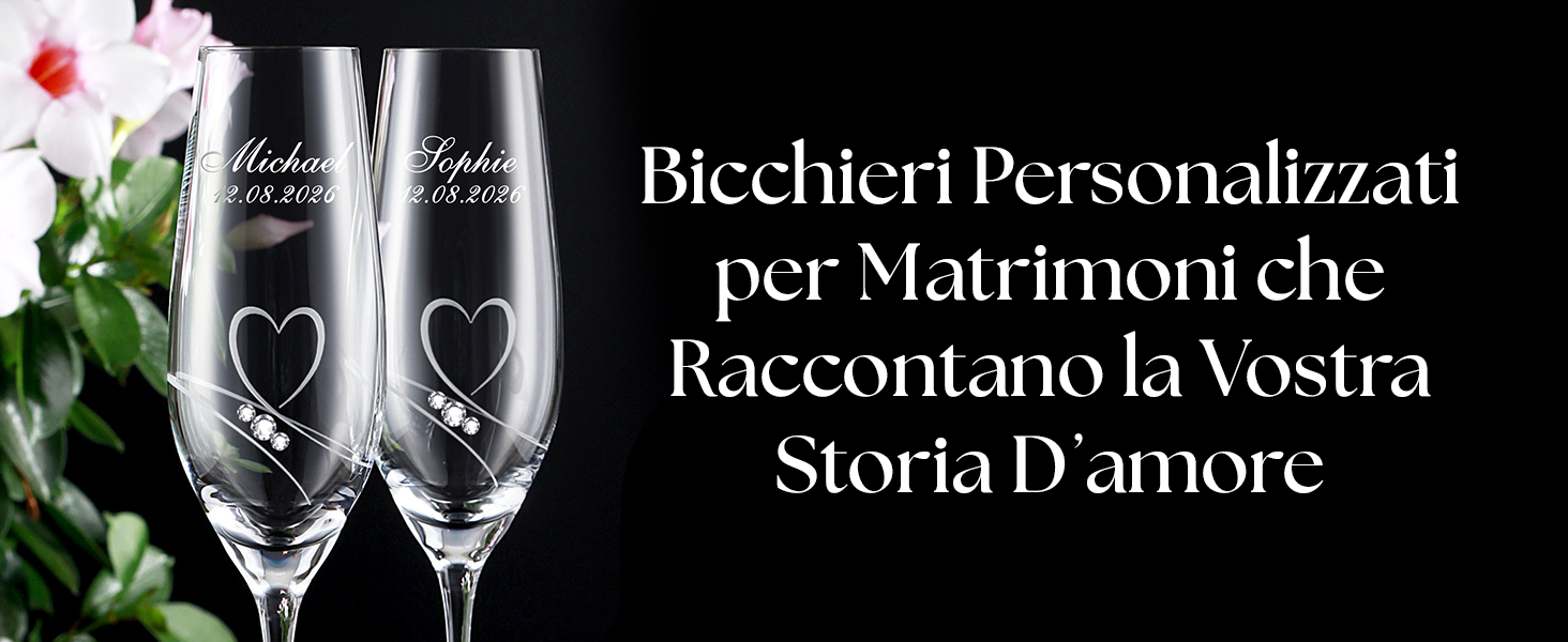 Brilant Lenox Bicchieri da vino bianco – incisione a cuore con