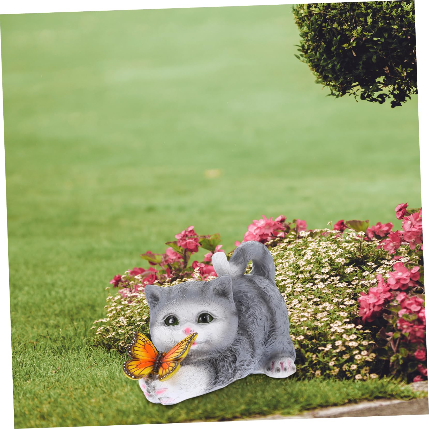 BESPORTBLE Solar Katzenstatue aus Kunstharz für Garten und Terrasse | Lebendige Tierfigur in Realistischer Form, Dekoratives Modell für Sammler, Passend bei Raumgestaltung