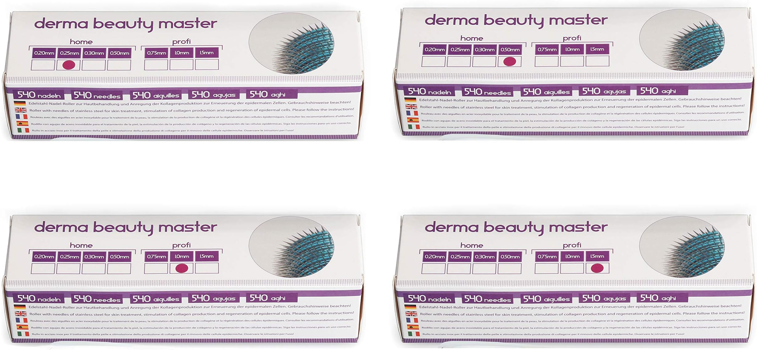 Lunata (Upgrade 2019) Dermaroller SET with 540 Stainless Steel Needles, Derma roller, Medical Device Class I & with CE Certification