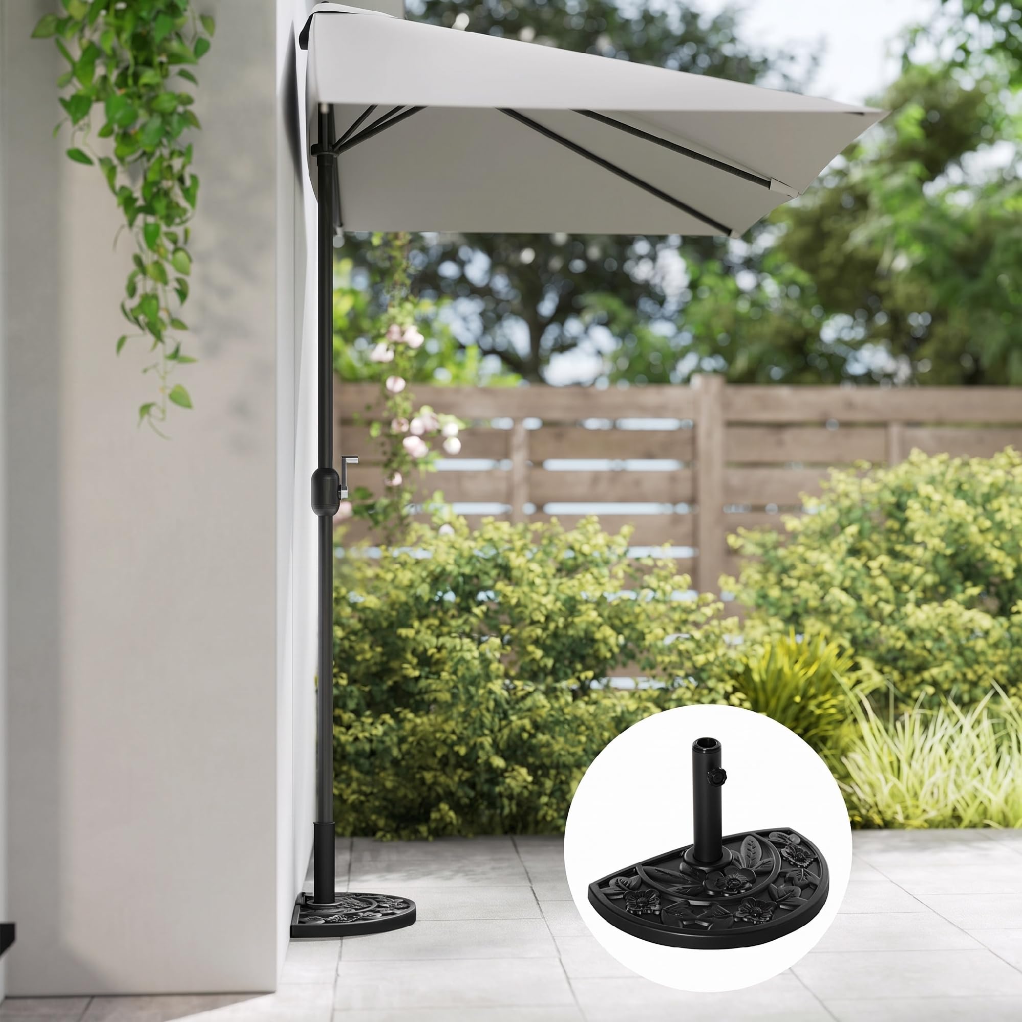 Outsunny Pied de Demi-Parasol pour Parasols Ø 35, 38 et 48 mm HDPE Noir