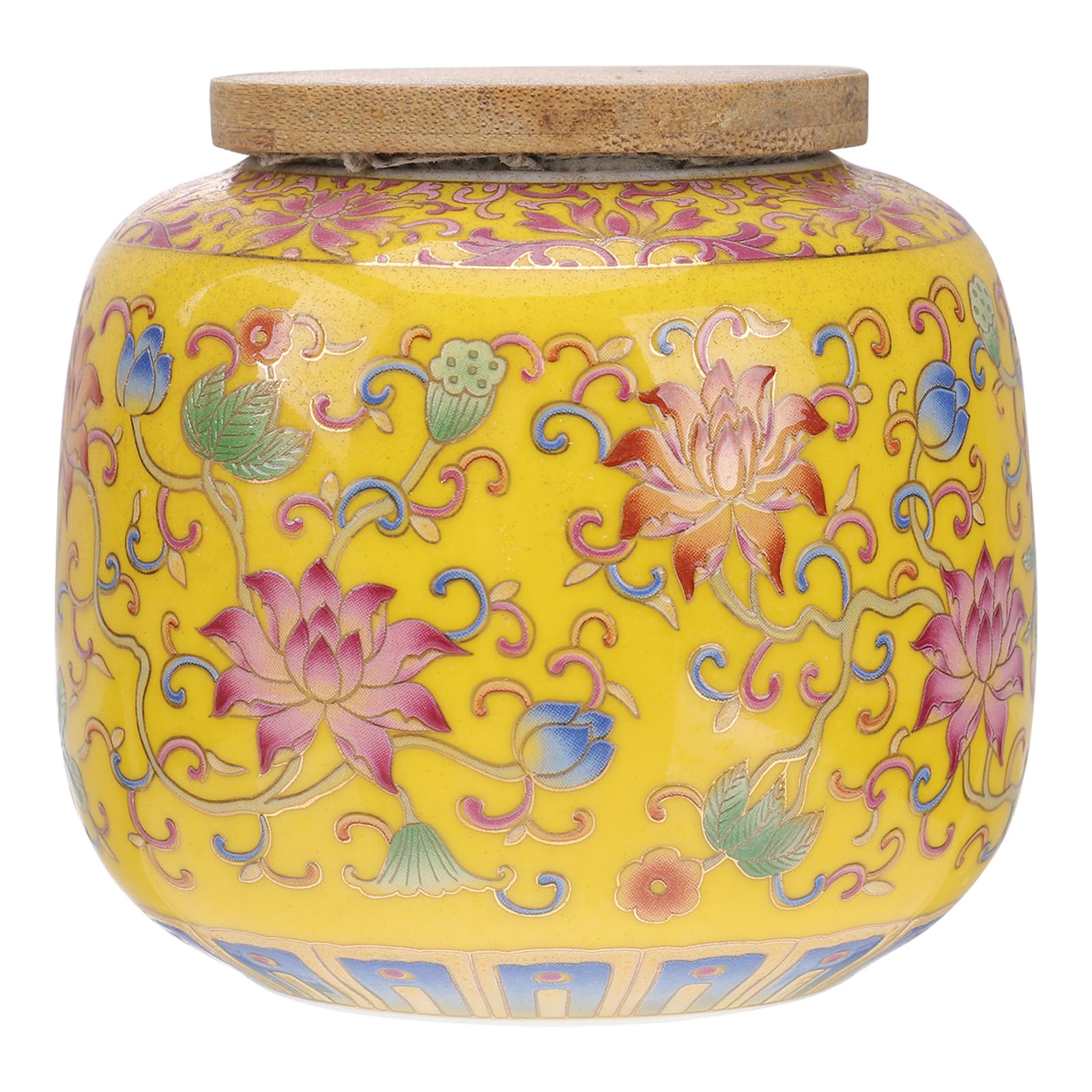 Yellow Ceramic Tea Canisters Tea Coffee Storage Jars Sugar Bowl Spices Condiment Pots Container with Sealed Lid Chinese Style for Home Kitchen