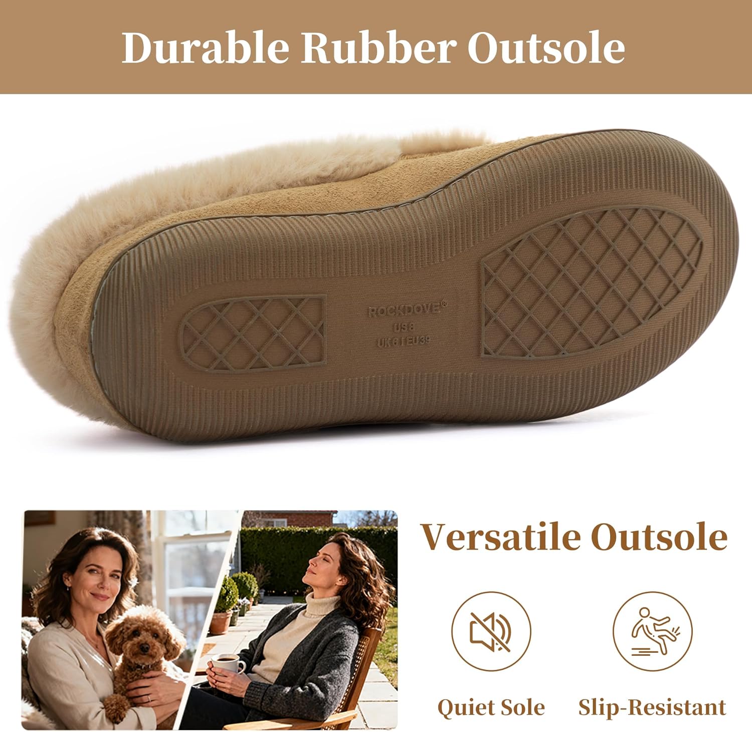 RockDove Women's Faux Fur Lined Micro Suede Moccasin Slipper - Image 6