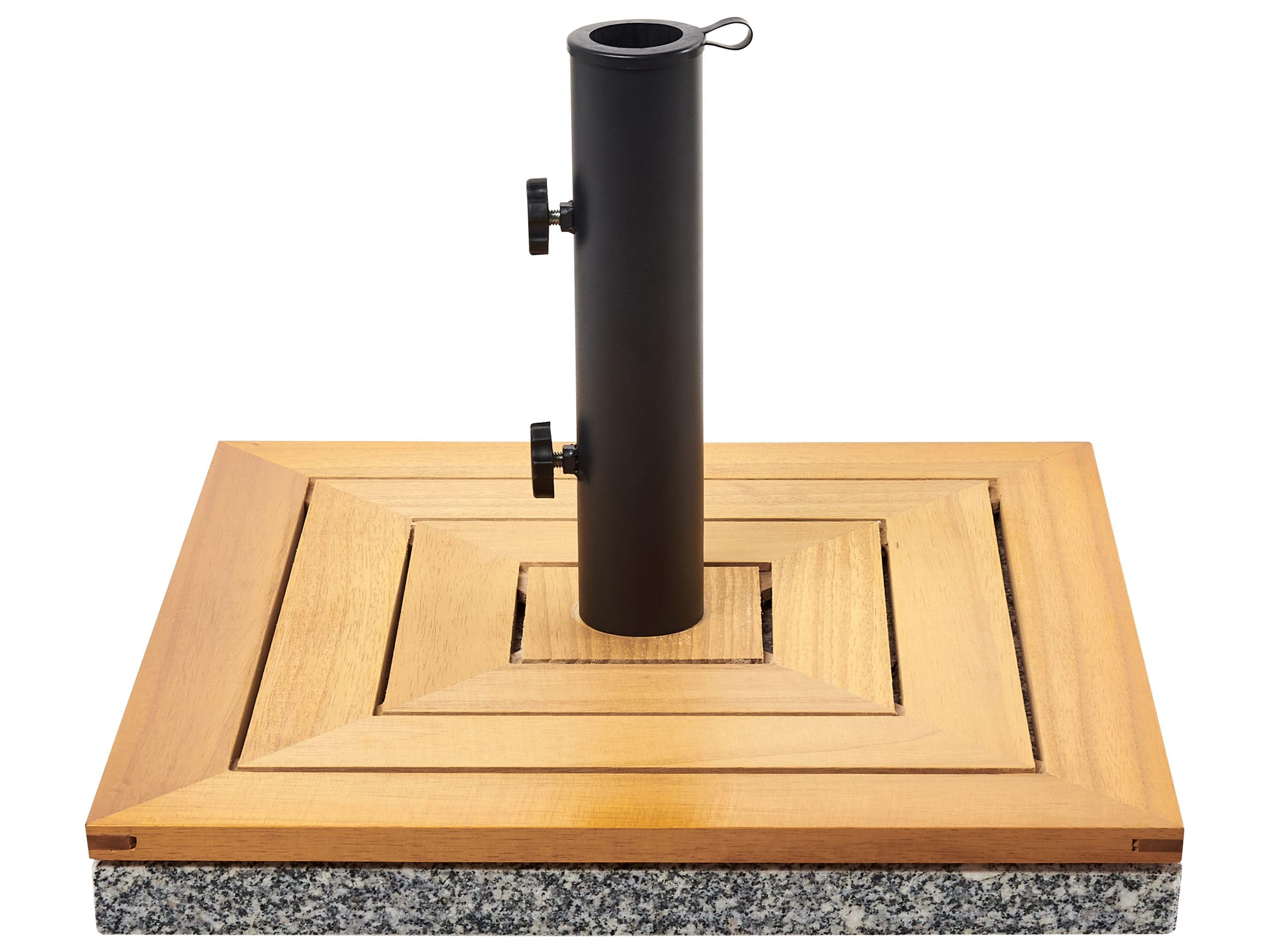 Base de Parasol en Bois Granit Acier Carré 45 x 45 cm 21 kg Marron Ceccano