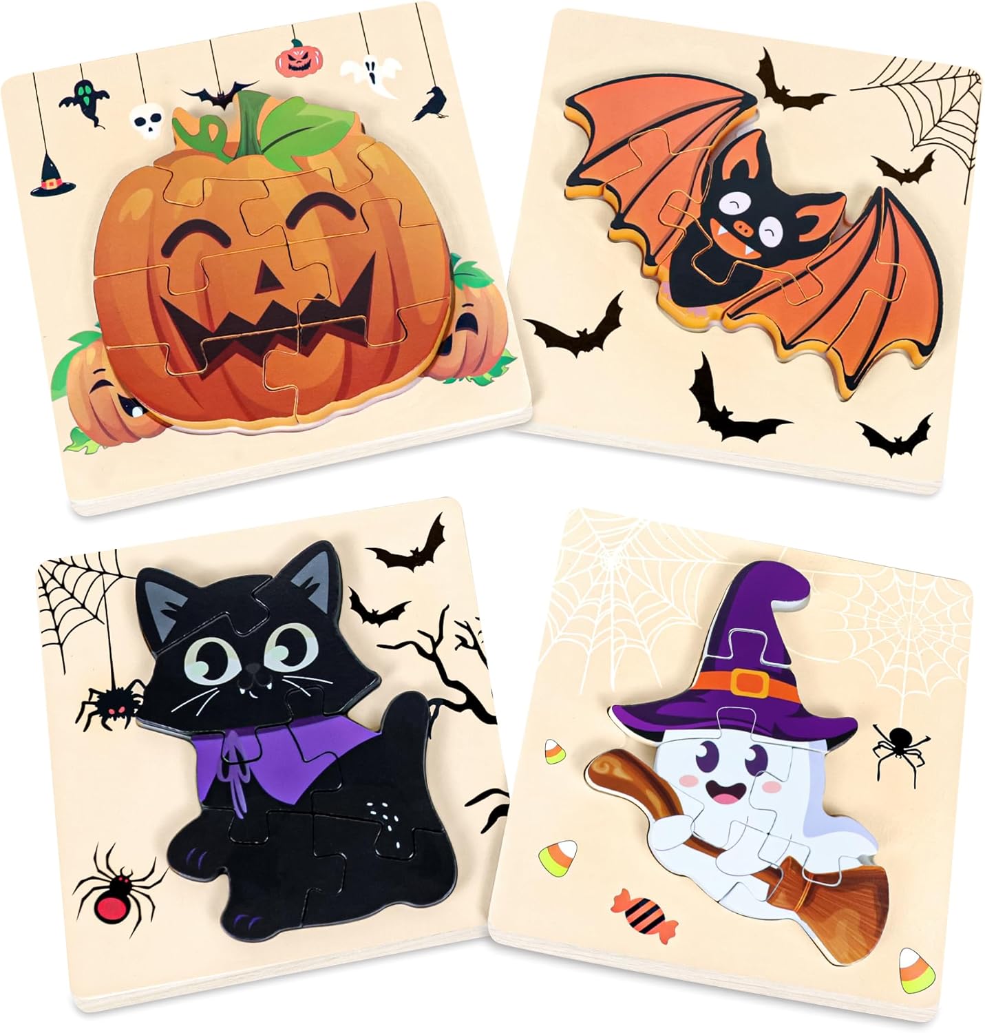 4Pack Halloween Wooden...