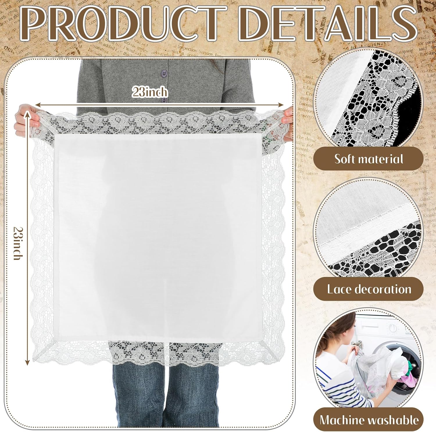 Wonderjune 6 Pcs 23'' Women Lap Scarf Church Handkerchiefs image 2