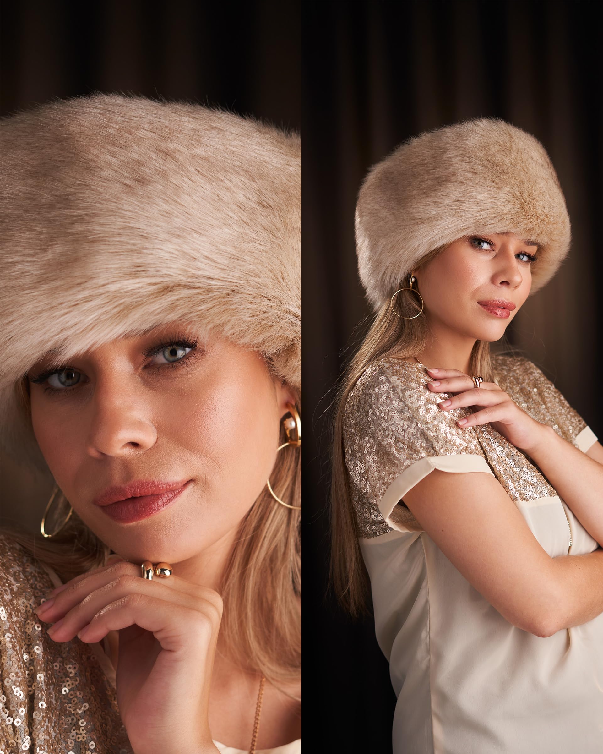 Futrzane Siberian Headband - Womens Faux Fur Headbands - Fluffy Russian Earband - Size M (Gold Siberian) - Image 3