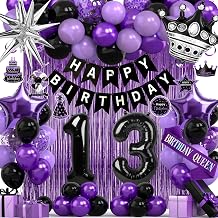 13th Birthday Decorations for Girls - Black Purple 13 Birthday Party Packs