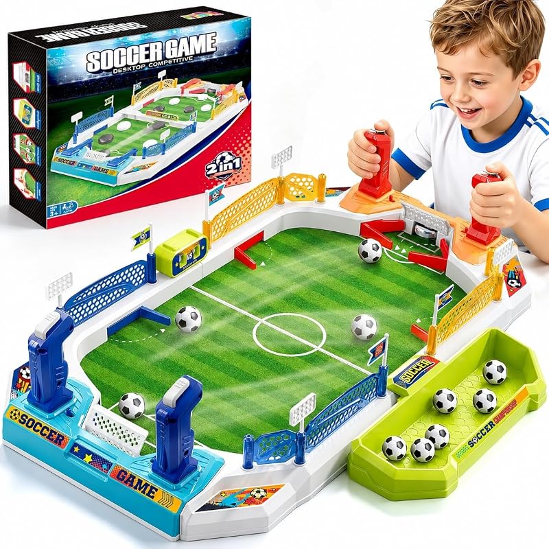 Mini juego de mesa de fútbol para niños, regalos de fútbol para niños de 3, 4, 5, 6, 7, 8 a 12 años | Juguetes de mesa de fútbol, ​​juego deportivo interactivo de Pinball para fiestas en casa en interiores, familia, sala de juegos, viajes, regalos de cumpleaños de Navidad