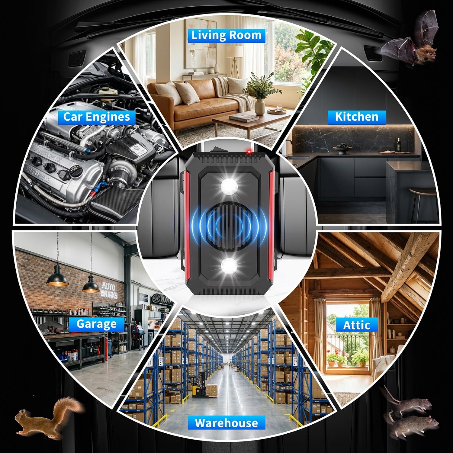 2 Pack Rodent Repellent for Car Engines, Ultrasonic Mouse Deterrent