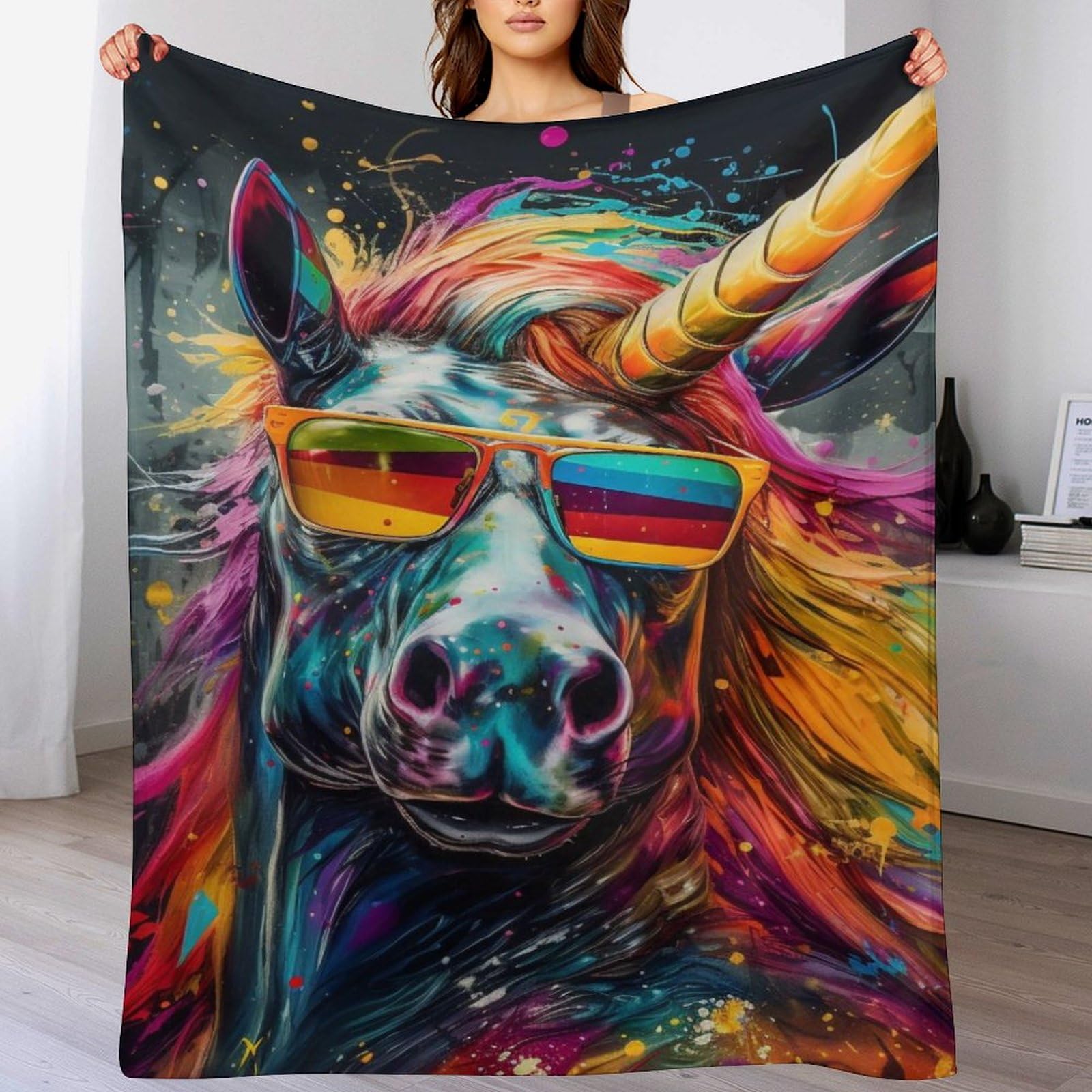 Couverture en cheval 3D chaude en polaire flanelle légère toutes saisons