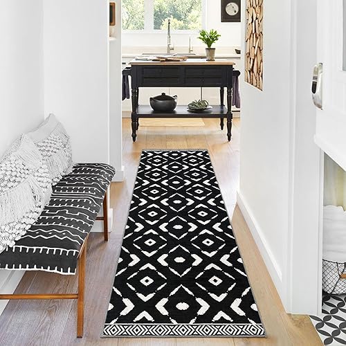 Miniatura 6 de KILOCOCO Alfombra de pasillo de cocina de 2 x 6 pies, lavable, alfombra marroquí de pelo bajo, antideslizante, alfombra de entrada para dormitorio,