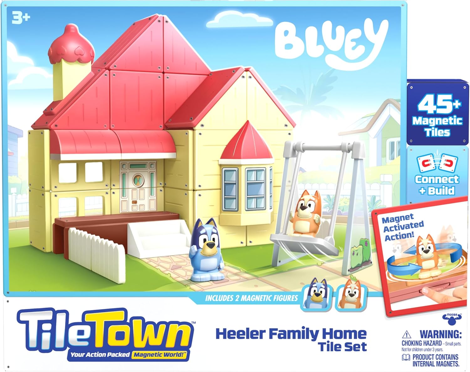 Tile Town Bluey Home Magnetic Tiles Construction Building Playset, Ages 3+