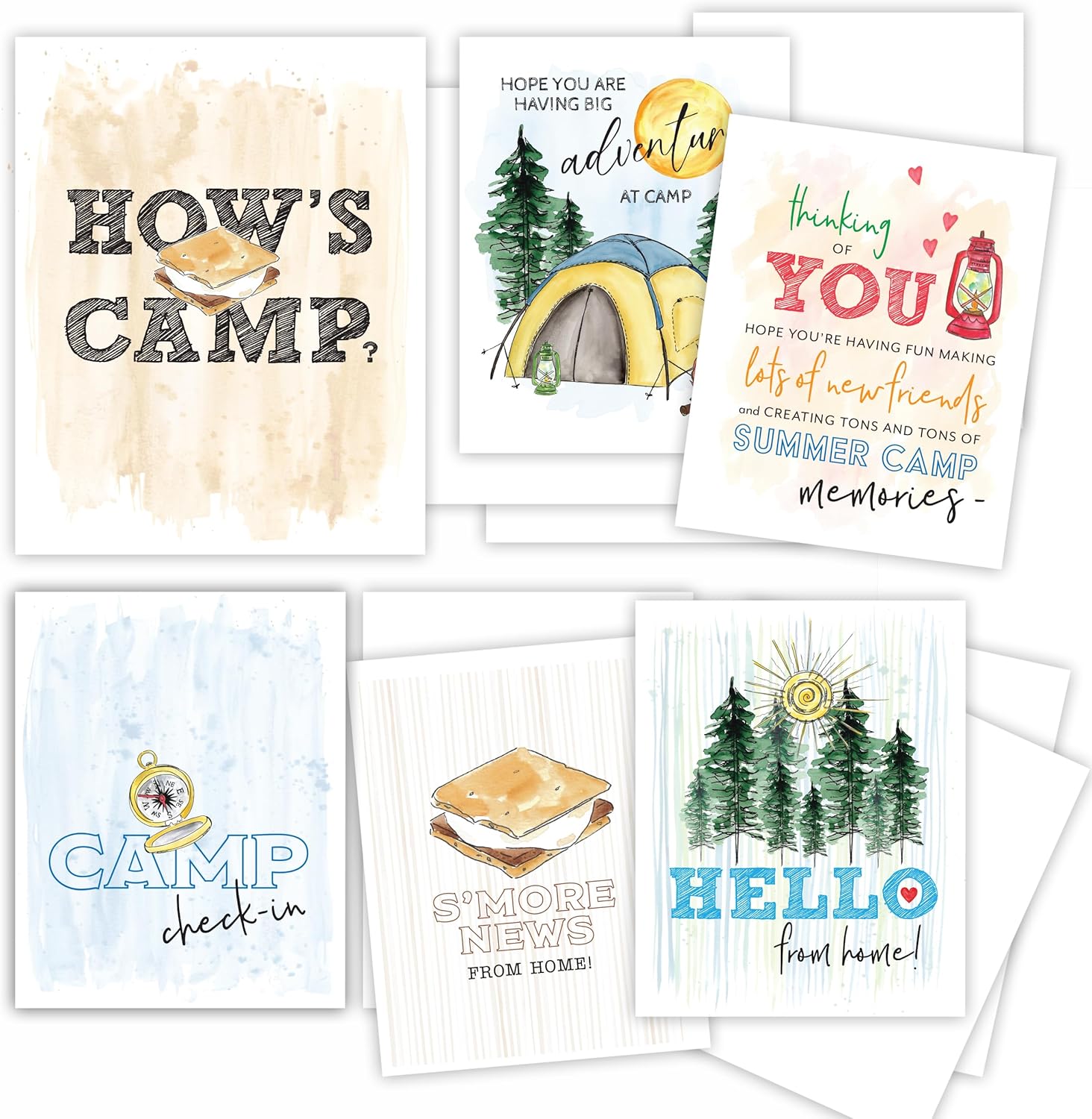 Cards for Kids at Sleepaway Camp Essentials for Girls, Boy's 6 Pk Camp Notes from Parents, Letters from Home, I Miss You Notes from Mom, Summer Stationery from Grandma, Notecards of Encouragement