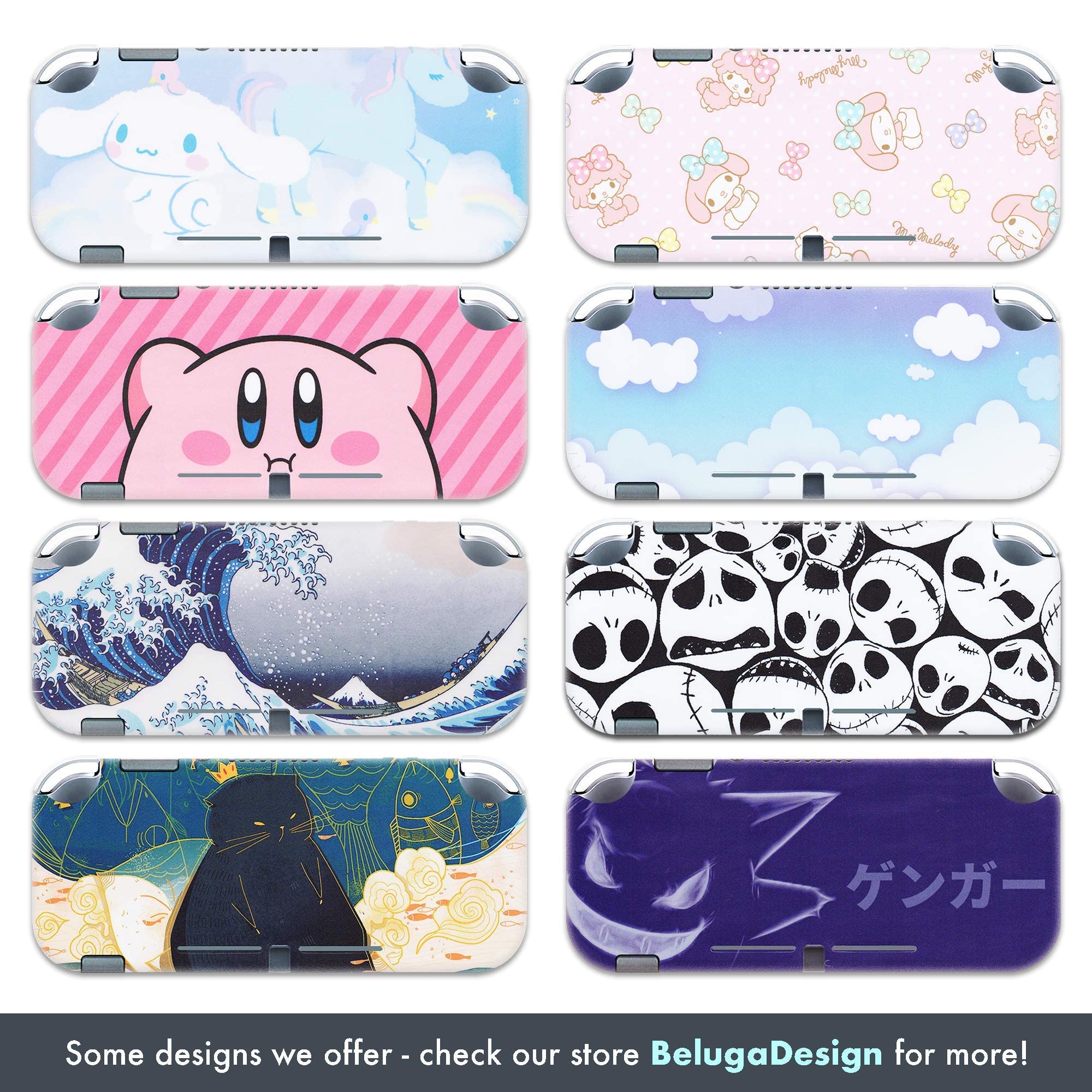 BelugaDesign Fat Cat Switch Skin | Adesivi in vinile con disegno di gatto | Kawaii Animali con foglie e stile cartoni animati | Compatibile con Nintendo Switch Lite (multicolore)