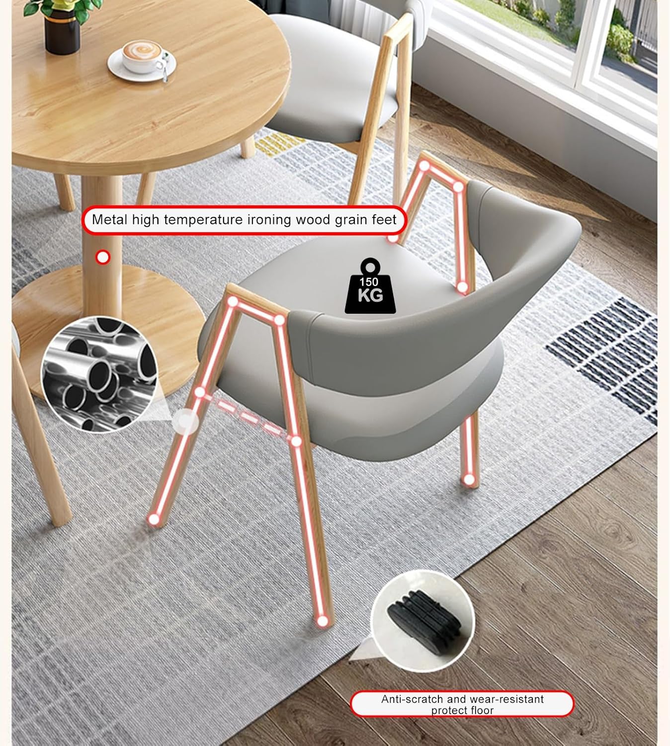 Office Reception Room Club Table and Chair Set, Negotiation Table and Chair Combination, Kitchen Dining Table, Conference Small Round Tables, Business Coffee Table (1 27.5in/70cm)