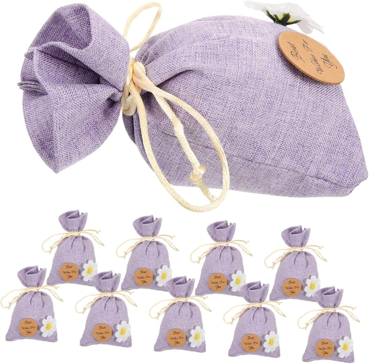 OUNONA 10pcs Lavender Sachet Bags Empty Fragrance Pouches for Jewelry Dried Flowers and Spices Breathable Material Drawstring Design Decorative Home and Events
