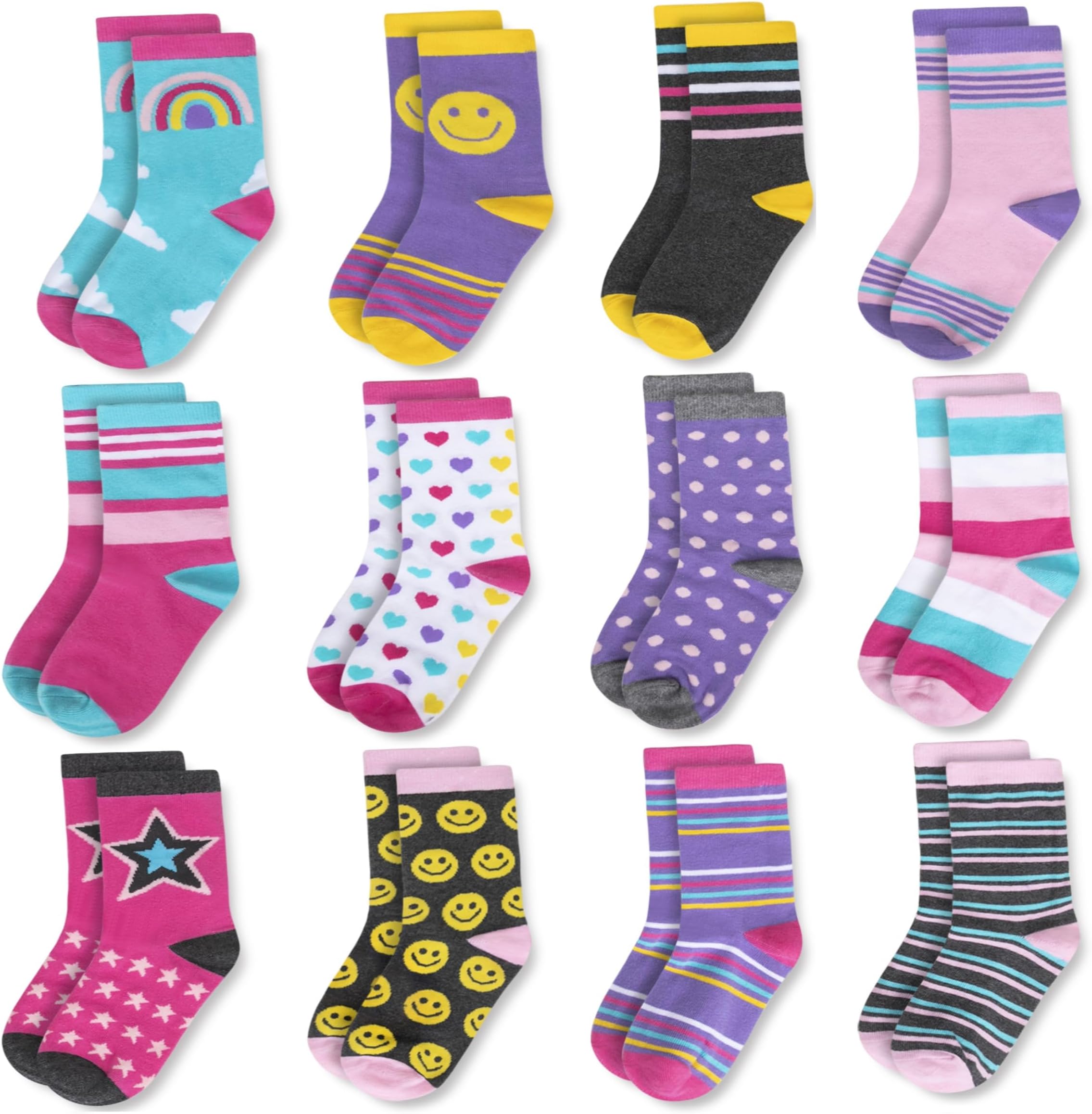Rising StarKids Socks for Girls Boys Toddler Socks With Grippers Soft Cotton Dress Crew Grip Socks for Children 2T-3T Years Old