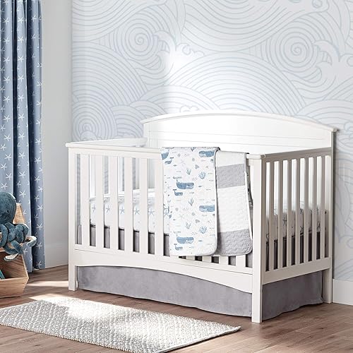 Lush Decor Baby Seaside Micro Mink 2 Pack Fitted Crib Sheet, Blue, 28" x 52" x 9