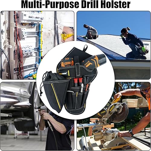 Miniatura 7 de MELOTOUGH Funda de taladro para destornillador de impacto con bolsa de brocas, funda de impacto resistente para cinturón de herramientas
