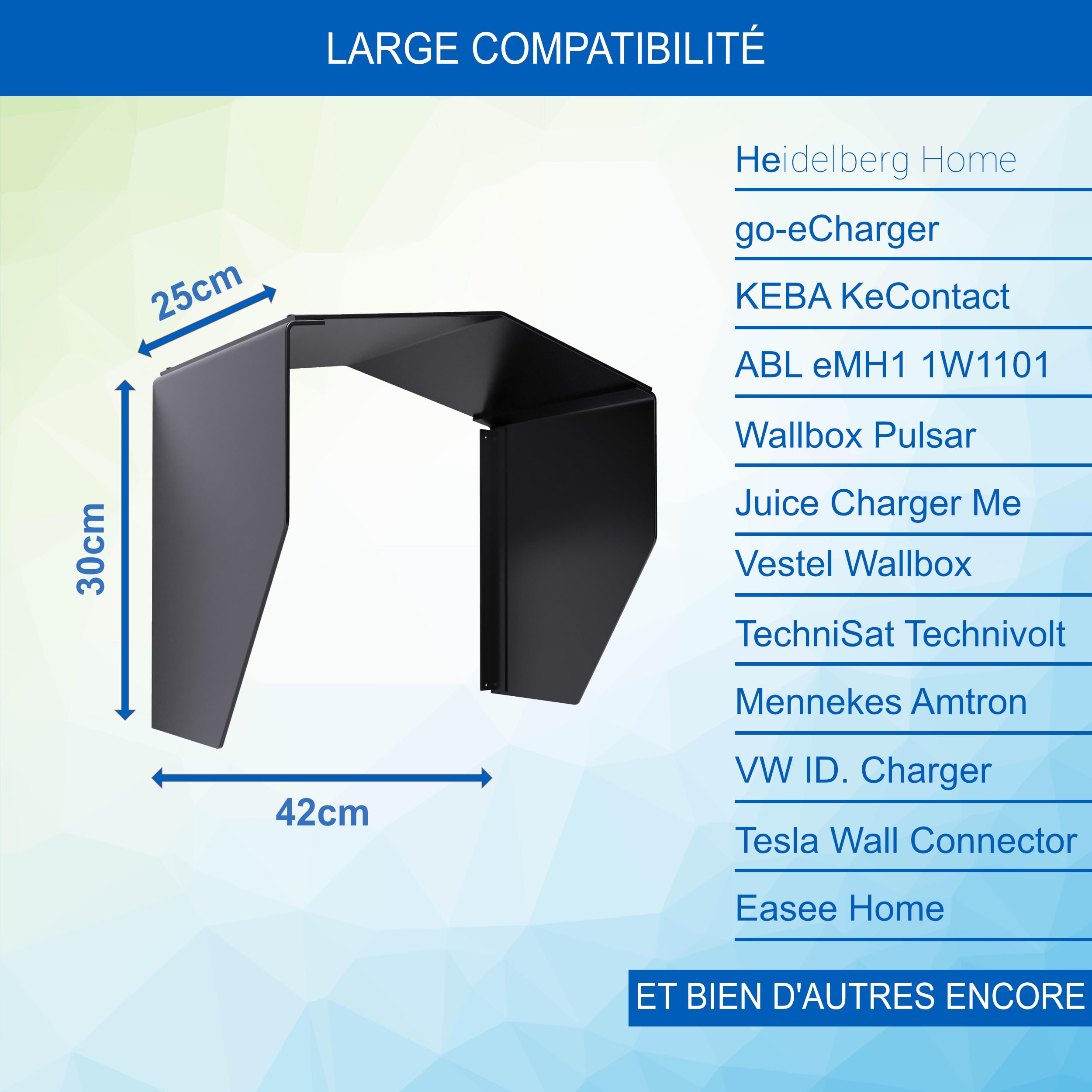 Auvent Wallbox en Acier Inoxydable pour Borne de Recharge, Station de Charge Voiture Électrique - Abri Intempéries, Protection Pluie, Protege Wallbox, Auvent Borne Recharge